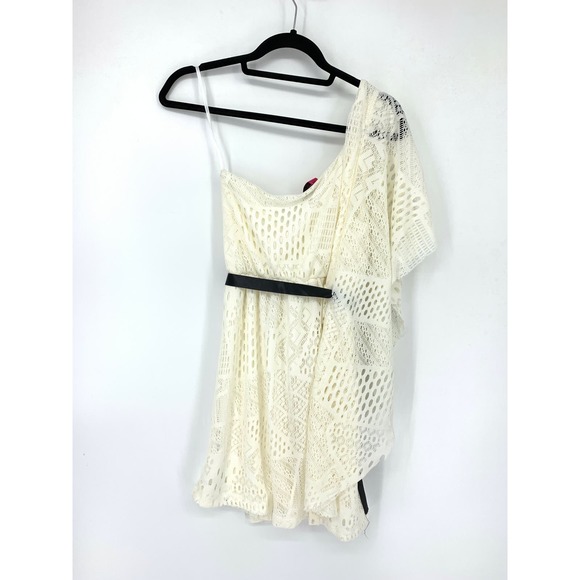 Lovely Rachel Dress Women's Size S One Shoulder Crochet Mini Cream - Picture 3 of 3